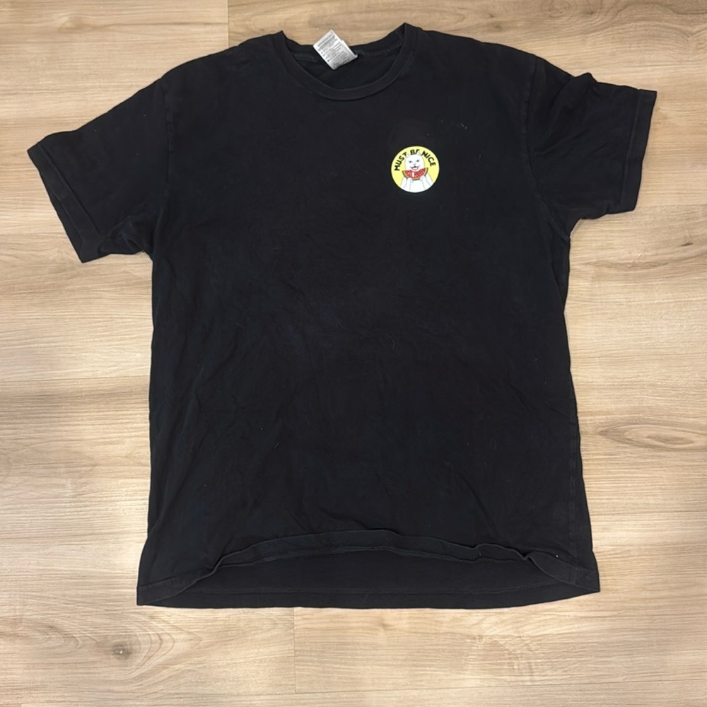 Men’s Large Rip’nDip black graphic Tshirt featuring cat eating watermelon